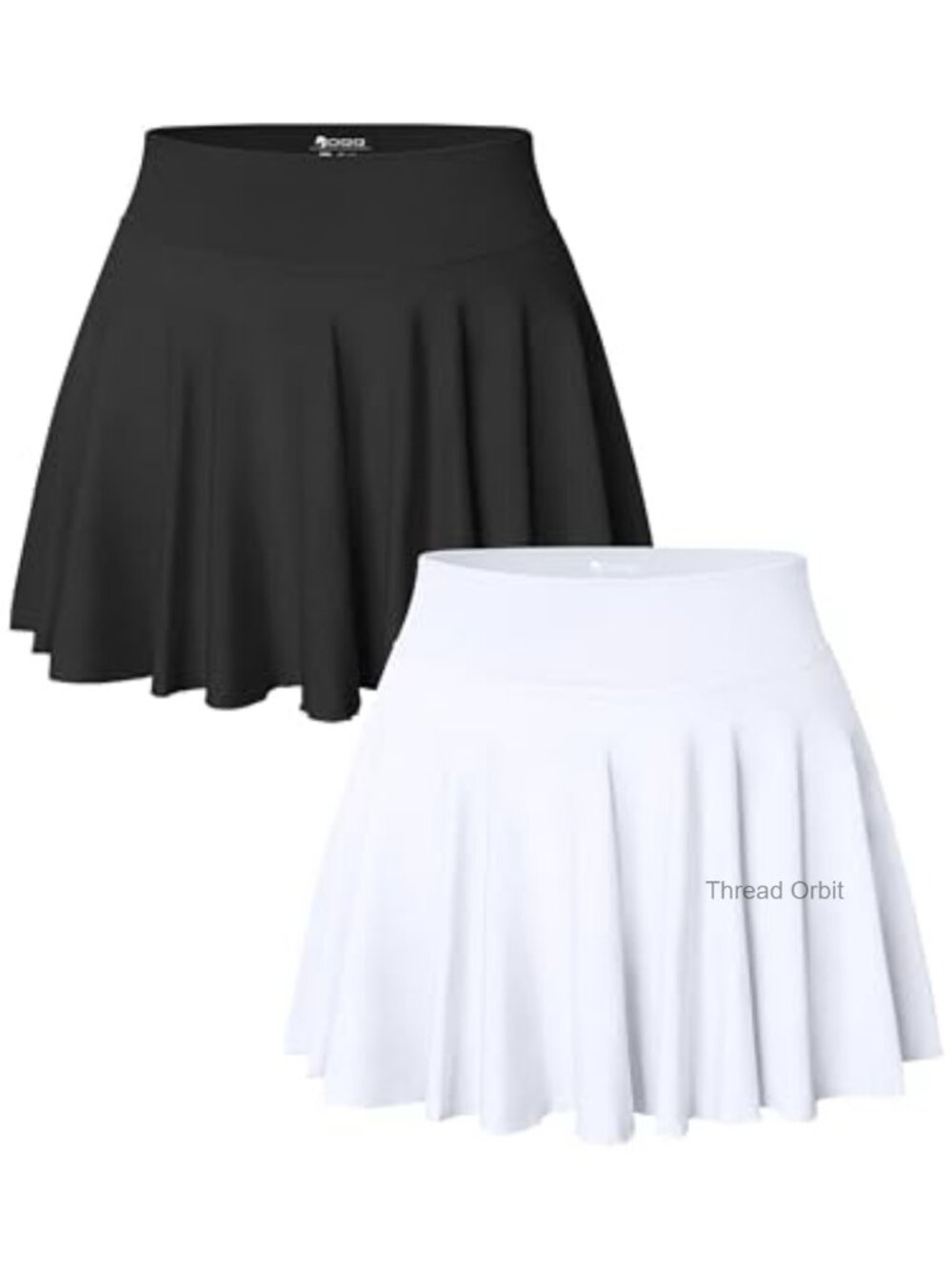 OQQ Women's 2-Piece Seamless Mini Skirt Set, Flowy Flared A-Line